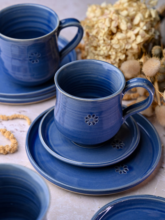 Handmade 'Cuppa Tea for MND' Cup, Saucer, & Snack Plate Set - Limited Edition