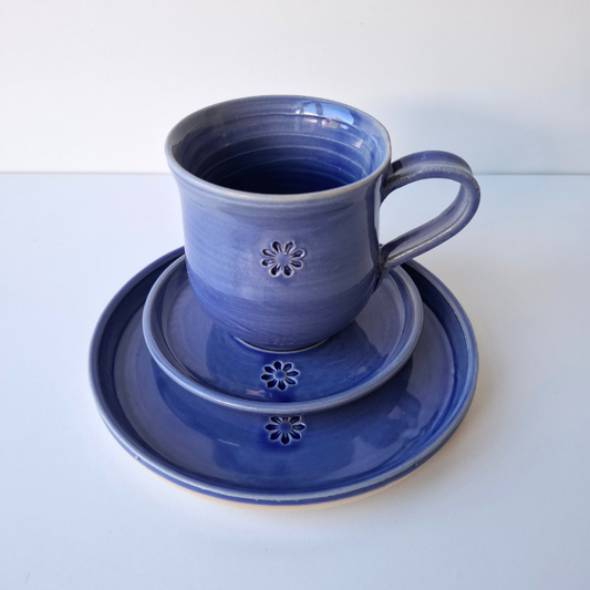 PRE-ORDER : Handmade 'Cuppa Tea for MND' Cup, Saucer, & Snack Plate Set - Limited Edition